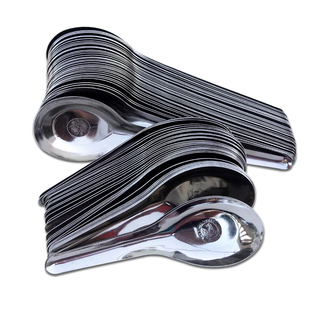 不锈钢喝汤勺家用平底小勺子铁勺商用学生食堂吃饭勺子套装长柄勺