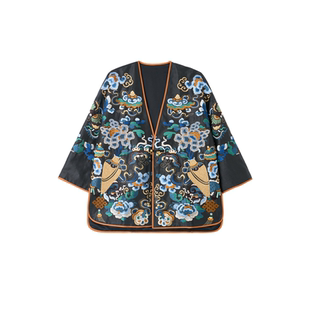 宫小妍【满绣·宝瓶牡丹】真丝新中式国风百搭外套6011701