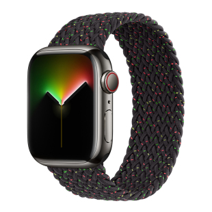 ［官方款］适用applewatch9表带弹力编织尼龙iwatch8/7/6/5/4/3/se代苹果手表带41/45mm运动男女配件新款彩虹