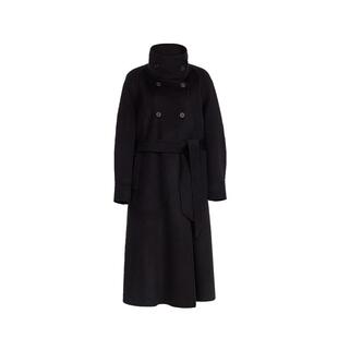 【商场同款】AUM噢姆2025年冬季新款天丝羊毛双面呢长款黑色大衣