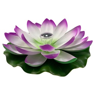 太阳能仿真荷花灯莲花河灯户外庭院水池景观水上防水水漂灯七彩灯