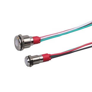 万度6/8/10/12mm常亮红绿蓝信号电源金属带线LED指示灯3 5 12 24V