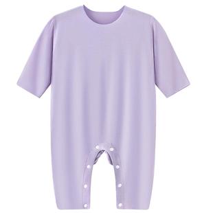 莫代尔婴儿连体衣套头夏季薄款长袖空调服男女宝宝睡衣小月龄衣服