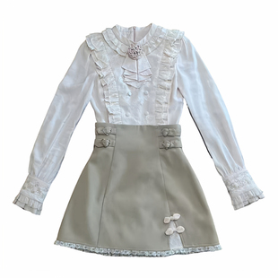 越韩小鱼Musefish 莉芙千金 法式粉色衬衣高腰半裙名媛千金套装女