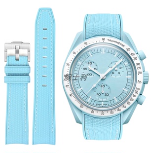 适用swatch欧米茄联名表带天王星Moonswatch Uranus弧形硅胶表带