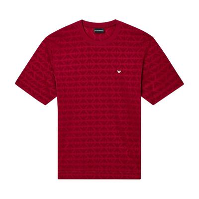 阿玛尼男女圆领短袖植绒满印T恤