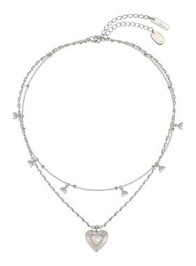 原创浅钛金双层心形贝母项链 两条可分开佩戴