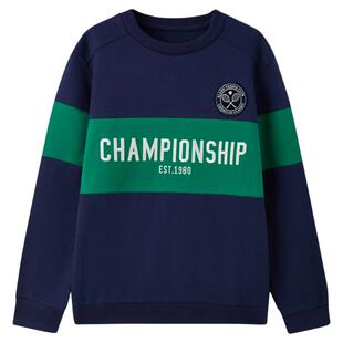 eland kids衣恋童装男童卫衣2025秋季新品运动条纹圆领长袖上衣