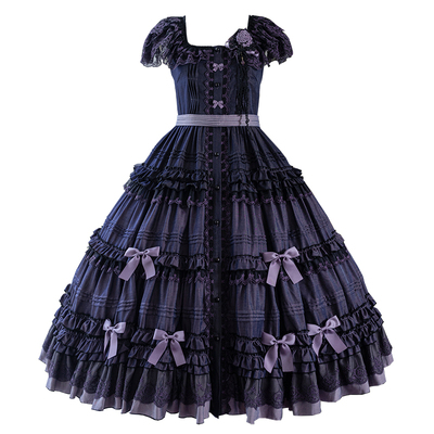 现货 塔莎的花园 星空紫JSK渐变万圣节飞袖长款CLA重工复古哥特风