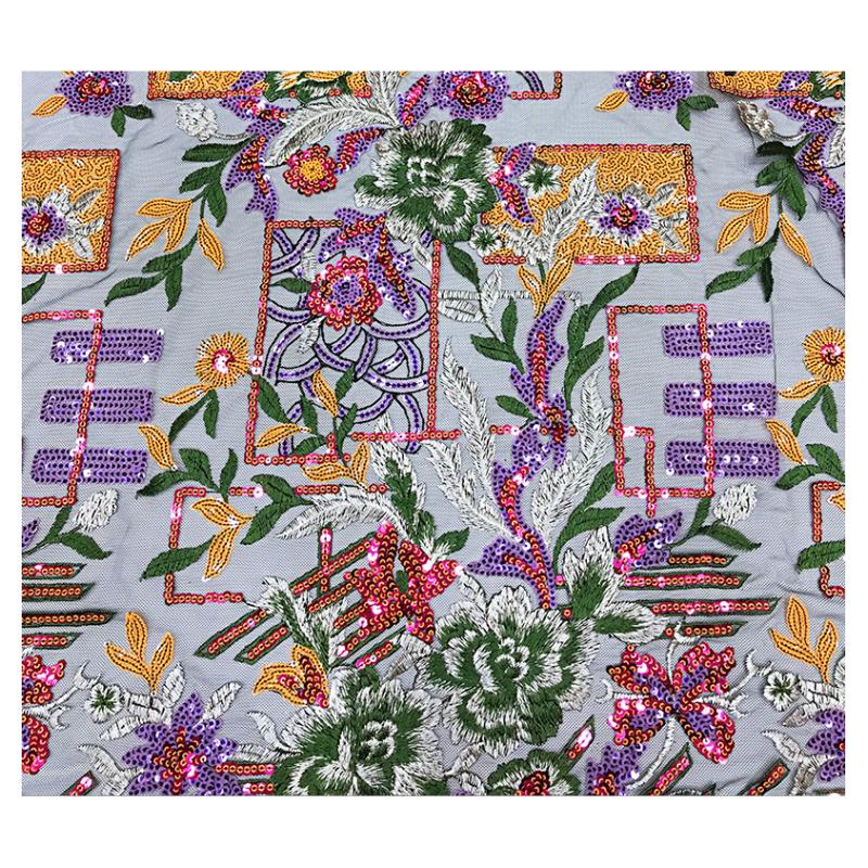 亮片蕾丝彩色婚纱裙摆服装绣花布