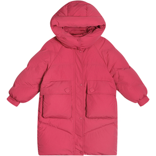 NORNOR女童超好看羽绒服2025新款秋冬装黑色加厚儿童中长款外套