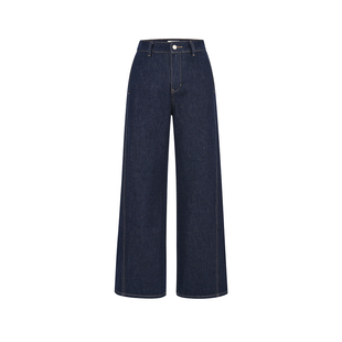 indicia标记春季新款简约复古风深色阔腿牛仔裤高腰裤L2D5NK210-1