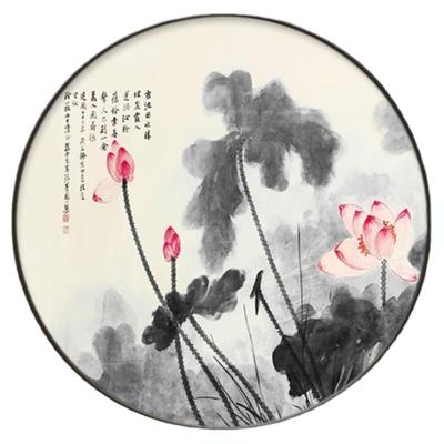荷花客厅轻奢挂画玄幻