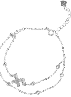 吴越老银铺足银999蝴蝶结手链