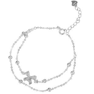 吴越老银铺足银999蝴蝶结手链纯银首饰高级小众ins风百搭素链新款