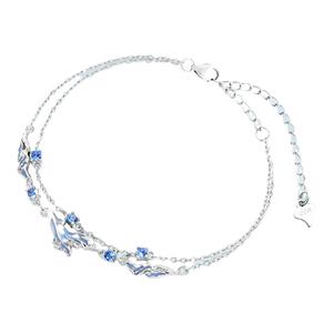 VIVIWELL梦幻鱼尾 蓝钻叠戴银手链高级轻奢小众精致女款闺蜜手饰