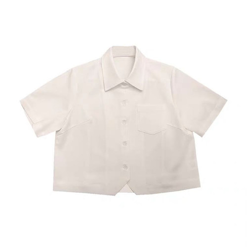 jk制服纯色衬衫女夏季基础款奶白色衬衣日系长袖短袖宽松短款上衣