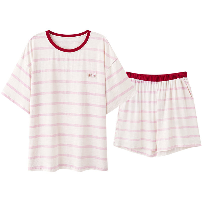 马克公主日系休闲条纹睡衣女夏季