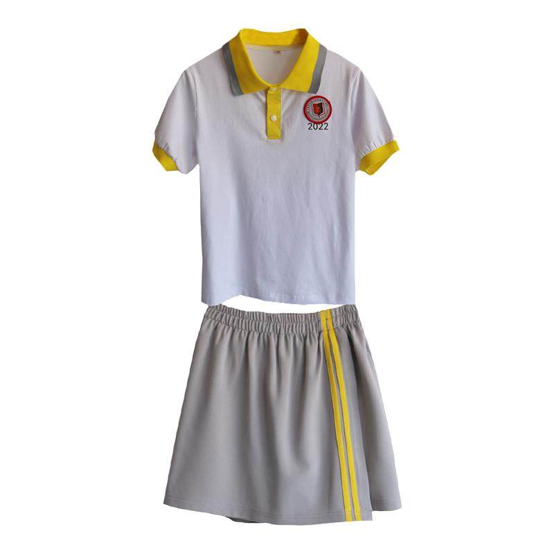 定制北京二中经开区校服来图定制春夏秋冬季校服休闲白色T恤纯棉
