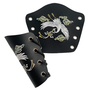 汉服护腕古风刺绣束袖锦衣卫飞鱼服配饰黑色山文甲皮革护臂男女士
