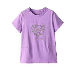 妈妈纯棉短袖t恤女夏季宽松减龄显年轻上衣中老年半袖刺绣体恤衫
