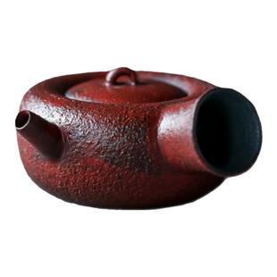 收藏孤品甜甜圈纯手工南蛮烧侧把急须壶裸烧赤贫朱泥单个茶壶泡茶