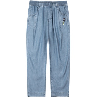 暇步士童装儿童牛仔长裤夏季新款男童莱赛尔纤维女童休闲宽松裤子