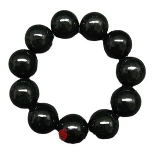 天然新疆和田玉黑羊脂玉圆珠子手链男款和田墨玉青玉手串收藏送礼