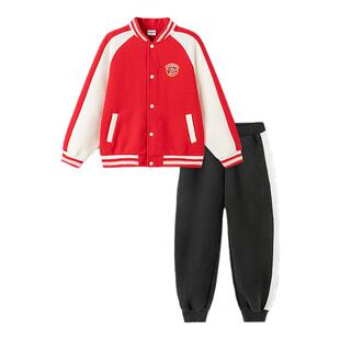 巴拉巴拉童装儿童套装男童衣服2026新款春装棒球服红色新年拜年服