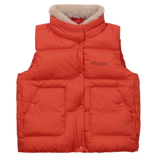 韩国高尔夫球服女士羽绒马甲25冬季立领毛领字标golf保暖运动背心