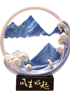 新中式流沙画客厅电视柜摆件