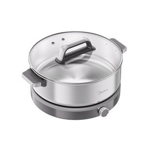 美的火锅电热锅0涂层不锈钢分体式家用多功能新款电煮锅电炒锅