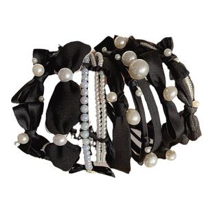 小香风珍珠发箍女高颅顶外出百搭头箍夏天洗脸化妆发卡高级感头饰