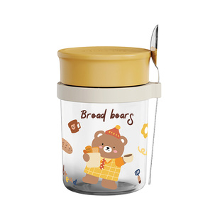 川岛屋隔夜燕麦杯子带盖带勺沙拉奶昔水果酸奶杯上班族便携早餐杯