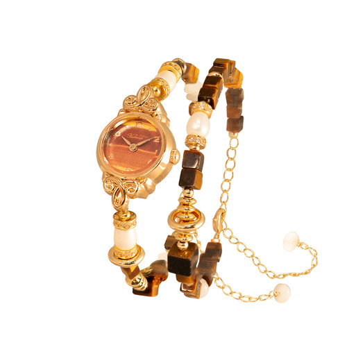 博物馆复刻KUBERNET招财虎眼石手链表女小众轻奢复古闺蜜礼物腕表