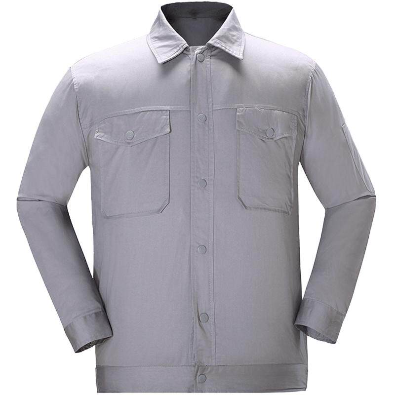 纯棉工作服夏季薄款短袖套装男蓝色工厂间汽修电工耐磨上衣劳保服