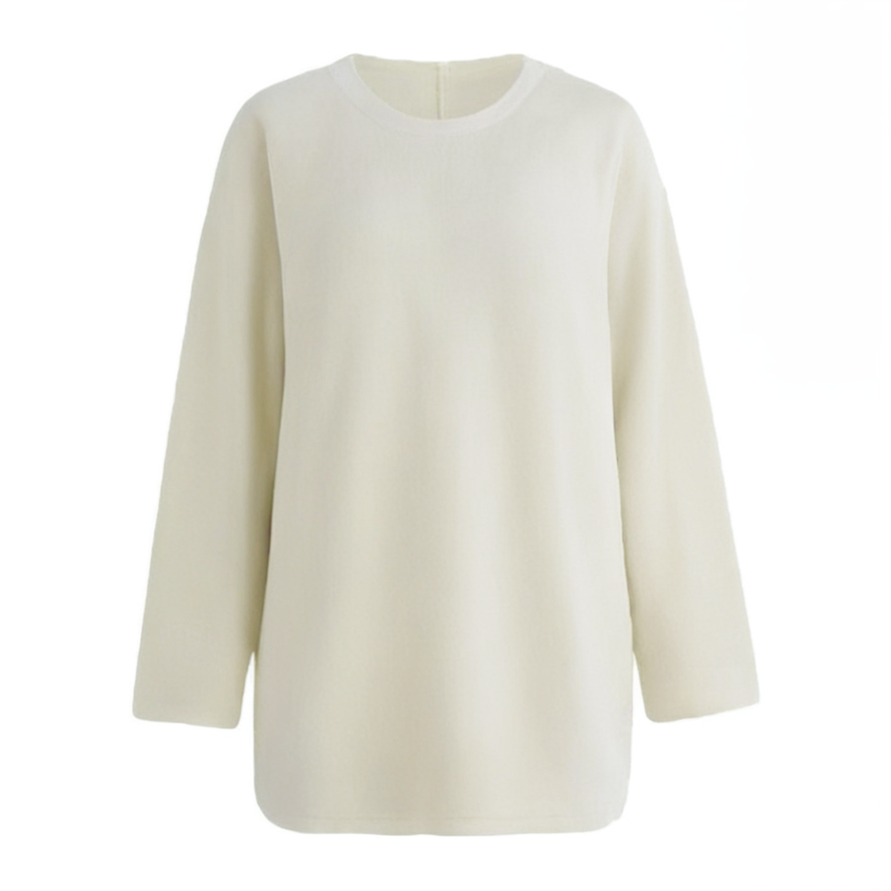 侧边开叉磨毛加绒加厚T恤女欧洲站2025冬装新款欧货女装打底衫潮