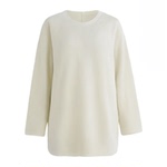 侧边开叉磨毛加绒加厚T恤女欧洲站2025冬装新款欧货女装打底衫潮