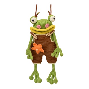 成品包包大嘴青蛙手机包包香肠嘴毛线钩织包包丑萌抖音同款新年礼