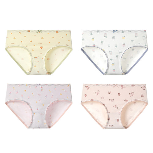 芬腾可安7A抗菌全棉档内裤少女学生印花女士短裤女内衣纯棉三角裤