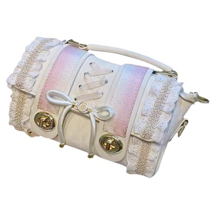 SwtCor甜核原创古风公主风绑带蝴蝶结手提包圆筒包女日系少女包包