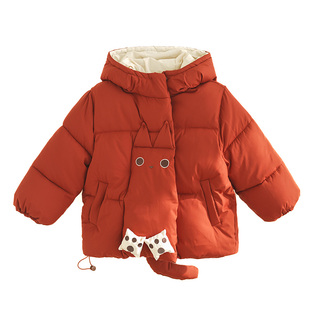 砚台家童装女童红色过年棉衣冬季儿童加绒加厚棉服外套宝宝拜年服