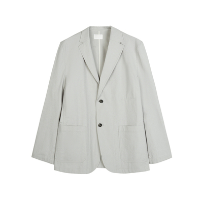 速写男装秋季新款西服棉质平驳领潮流时尚简约设计直筒西装外套