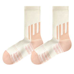 专业跑步运动袜子女夏季骑行跳绳羽毛球毛巾底防滑健身中筒袜春秋