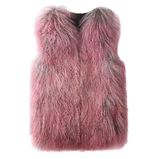 2025新款海宁皮草外套女整皮滩羊毛马甲 中长款羊毛羊羔毛背心女