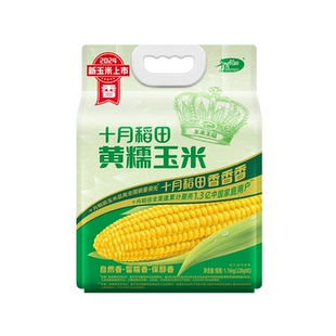十月稻田黄金玉米段8cm低脂小黄糯玉米香甜糯东北黏苞米真空袋装