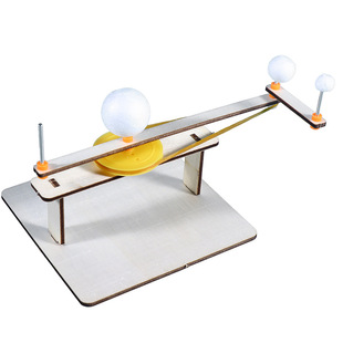 自制三球仪太阳系星球模型木质拼装科技小制作日地月三球联动