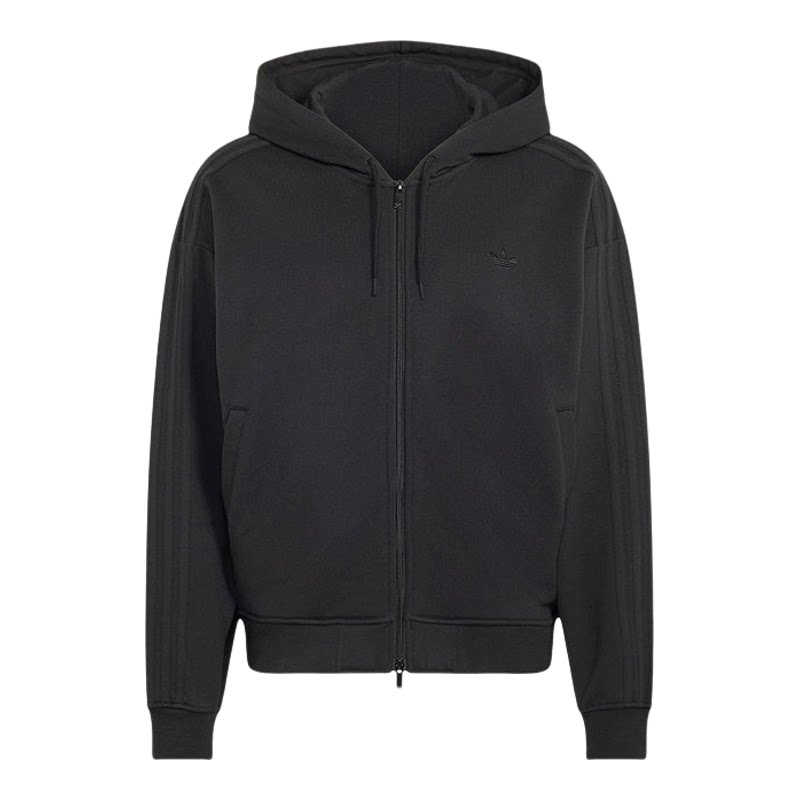 Adidas三叶草男女夹克2026冬新款保暖运动休闲连帽黑色外套LC8115