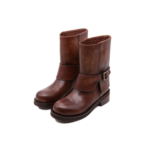 蔡文静同款AFFLATUS3 25新款Cloak斗篷靴厚底短靴圆头擦色靴子女