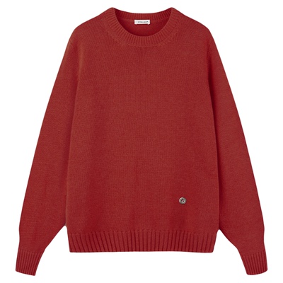 STELLAM100%美利奴羊毛衫女极简新年红显白慵懒松弛感打底针织衫